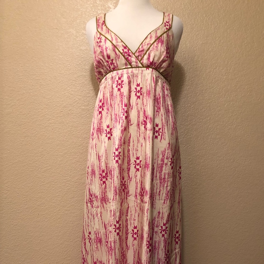 Loft Pink Beige Cross Back Maxi Dress